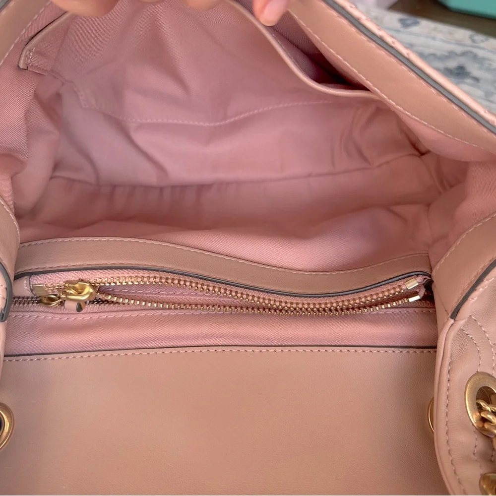 Tory Burch Fleming Soft Quilted Lambskin Leather Shoulder Bag In Pink Moon